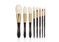 8 Pieces Essential Goat Hair Makeup Brushes Set WIth Golden Wire Drawing Ferrule Wood Handle