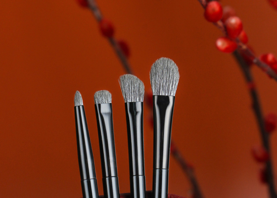 ست براش سایه چشم 4 عددی Vonira Beauty با دسته های چوبی آبنوس و موی بز طبیعی دست ساز