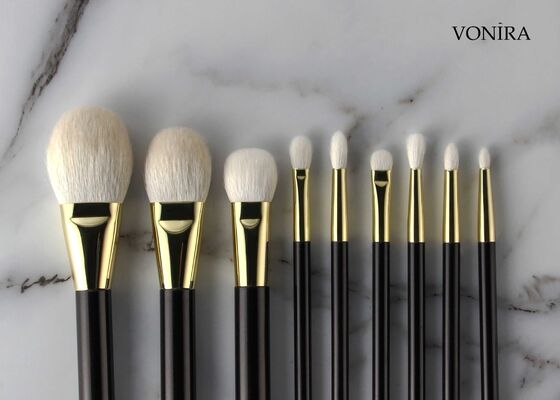 برس گونه رژگونه آرایشی موی بز طبیعی سفید سفارشی عمده Vonira دسته قهوه ای تیره