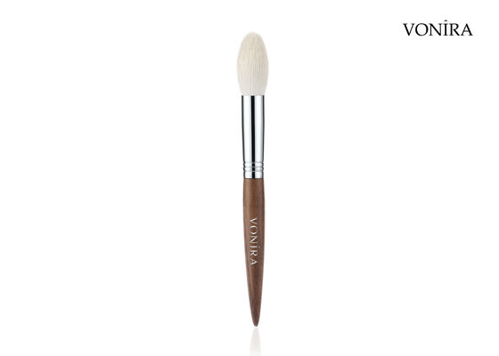 Vonira Custom Wholesale Natural White Goat Hair Brown Ebony Handle Face Makeup Highlighter Brush رنگ سفید گوسفندی قهوه ای ابونی دستگیره آرایش صورت برش رنگ آمیزی