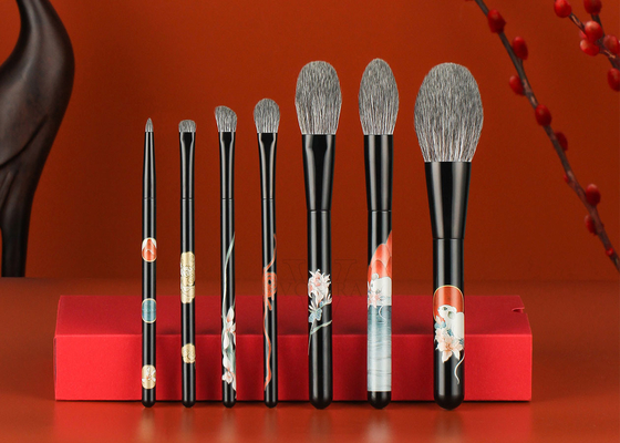 برس رژگونه آرایش حرفه‌ای با موهای مصنوعی تاکلون PBT با درجه بالا و فرول مسی مشکی مات جامد و محکم دارای گواهینامه SA8000 و ISO9000